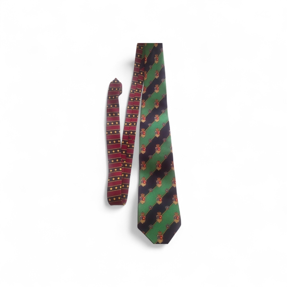 Tommy Hilfiger Green and Red Striped Ties